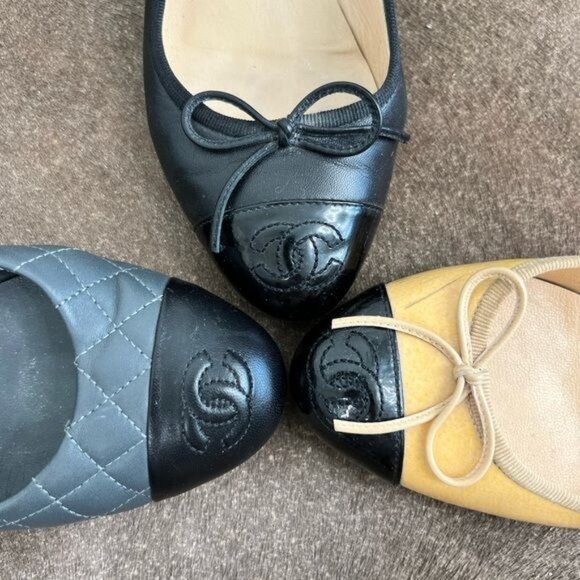 CHANEL Quilted Diamond Leather Interlocking CC Sliver Metal Heels Toe Cap - Picture 9 of 12